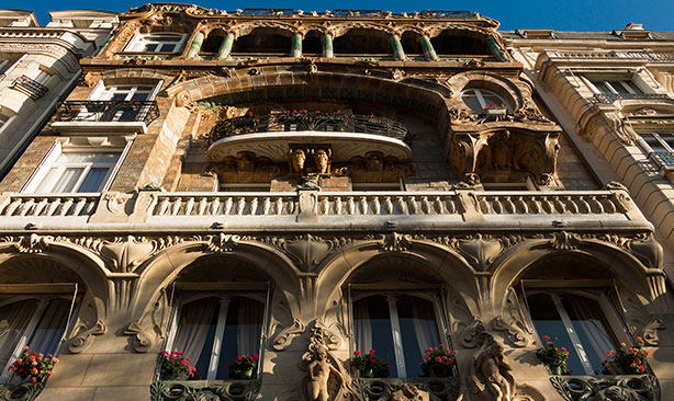 The intricately decorated façade of the Lavirotte Building.