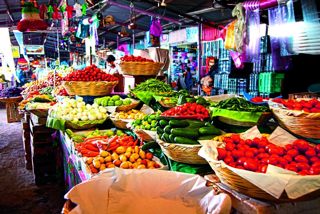 The market place before Christmas in Oaxaca is a busy place for people to buy the essential ingredients for mole and spices for salsas.